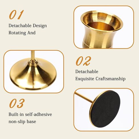 48PCS Brass Gold Taper Candle Holders Set, Gold Candlestick Holders Bulk Gold Candle Holders Vintage Metal Candlestick Holders for Wedding Reception, Centerpiece, Festive Mantel Decoration in Saudi Arabia