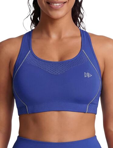 Yvette High Impact Sports Bras for Women Sewn-in Pads Racerback Workout Bra for Running HIIT Large Breast Support A-DDD Cups in Kuwait