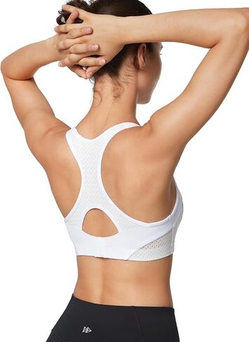 Yvette High Impact Sports Bras for Women Sewn-in Pads Racerback Workout Bra for Running HIIT Large Breast Support A-DDD Cups in Kuwait