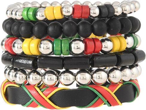 Set Juneteenth African Wooden Beaded Stretch Stackable Bracelet for Women Men Jewelry Black History Month Colorful Bohemian Boho in Saudi Arabia
