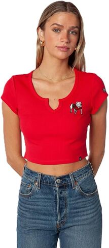 Hype & Vice Cali Tee for Women (X-Small) - University of Georgia Tailgate Top for Women, Crop Top T-Shirt, College Shirts for Game Days - Red in Saudi Arabia
