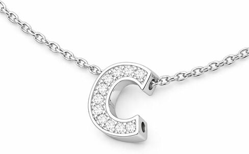 Lab Grown Diamond Initial A-Z Letter Necklace – Elegant Alphabet Pendant Gift – 18K White Gold Plating for Women in Kuwait