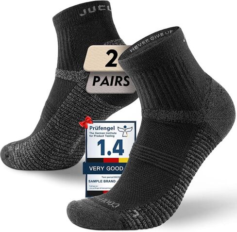 Juclise Lightweight Quarter Merino Wool Hiking Socks 2 Pair, Thin Breathable Anti-Blister Moisture Wicking Cushioned in Saudi Arabia