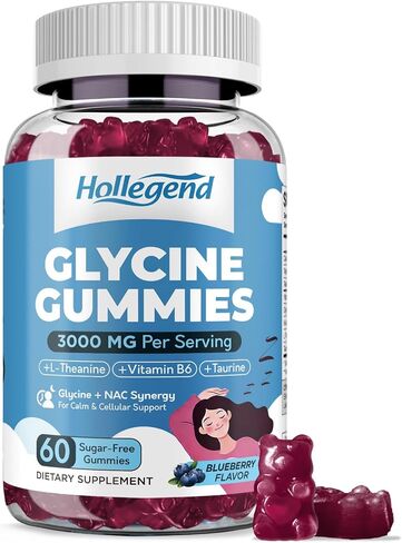 Glycine 3g Gummies, Organic L-Glycine with NAC Supplements for Sleep & Cellular Support, Plus B6, L-Theanine & Taurine for Nerve, Liver Detox & Immune Health, Sugar Free, Vegan, 60 Chews in Saudi Arabia