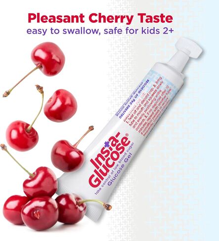 Insta-Glucose Gel, Convenient Fast Acting Glucose for Blood Sugar Support, Cherry Flavor, 1.09 Oz (Pack of 3) in Kuwait