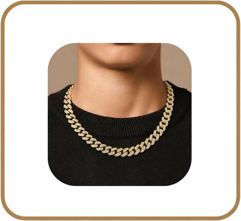 سلسلة ربط كوبية مطلية بالذهب/الفضة مثلج من الذهب عيار 14 قيراط للرجال والأولاد، قلادة سلسلة ميامي الكوبية العصرية هدايا مجوهرات الهيب بوب 18/20/22/24/26 بوصة in Kuwait