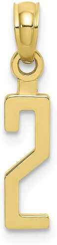 Solid 10k Yellow Gold Number 2 Block Charm Pendant in Saudi Arabia