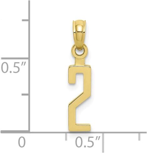 Solid 10k Yellow Gold Number 2 Block Charm Pendant in Saudi Arabia