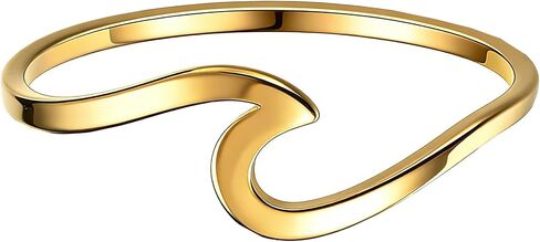 Stainless Steel Ocean Sea Wave Summer Beach Ring Classical Plain Stacking Band Statement Wedding Promise Ring For Women in Kuwait