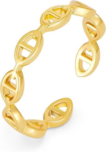 18K Gold Plated Paperclip Link Open Ring - Adjustable Minimalist Chain Ring for Women, Stackable Statement Jewelry in Saudi Arabia