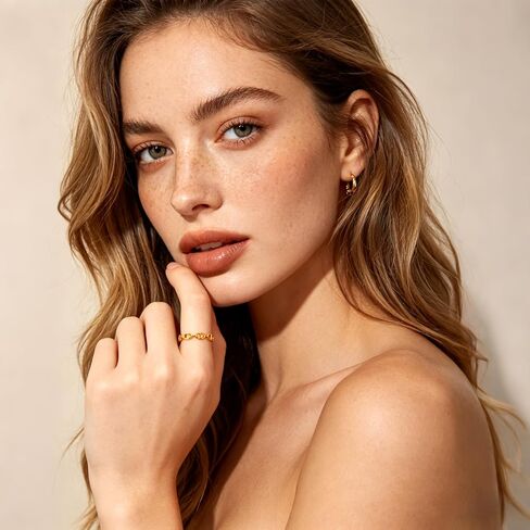18K Gold Plated Paperclip Link Open Ring - Adjustable Minimalist Chain Ring for Women, Stackable Statement Jewelry in Saudi Arabia