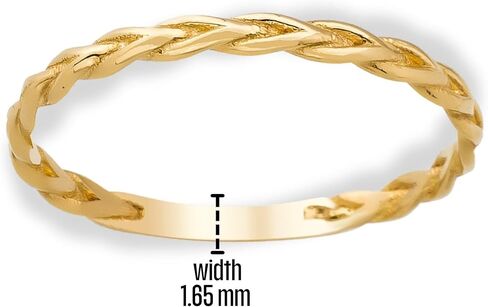 14K Real Solid Gold Ring for Women, Braided Band, Stackable Band for Women, Minimalist Ring (1.65 mm) Size 7 in Saudi Arabia