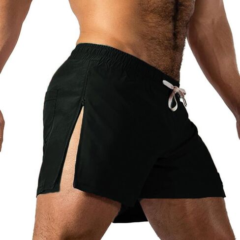 Men Athletic Running Shorts Lightweight Gym Workout Side Split Shorts Athletic Quick Dry Sports Shorts with Pockets in Saudi Arabia