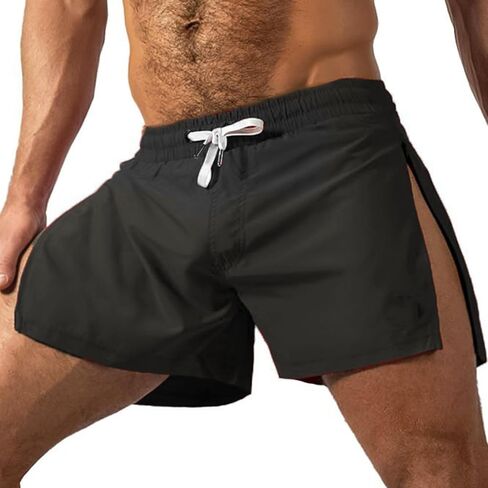 Men Athletic Running Shorts Lightweight Gym Workout Side Split Shorts Athletic Quick Dry Sports Shorts with Pockets in Saudi Arabia