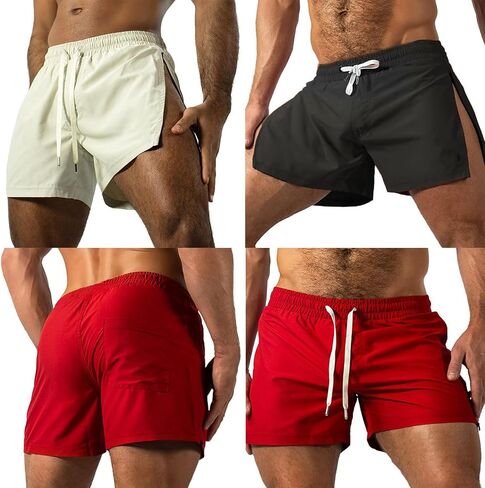 Men Athletic Running Shorts Lightweight Gym Workout Side Split Shorts Athletic Quick Dry Sports Shorts with Pockets in Saudi Arabia