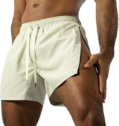 Men Athletic Running Shorts Lightweight Gym Workout Side Split Shorts Athletic Quick Dry Sports Shorts with Pockets in Saudi Arabia