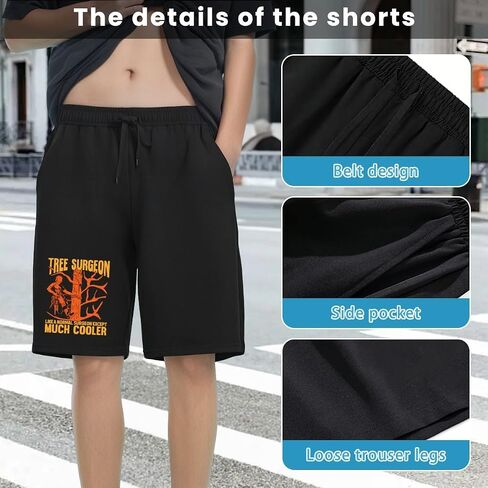 Men's Casual Shorts,Tree Surgeon Arborist Tree Trimmer Climber,Shorts Summer Beach Drawstring Shorts with Pockets in Kuwait