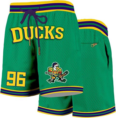 Men's Basketball Shorts with Pockets,96 Charlie Conway 90s Mighty Ducks Movie Embroidered Sport Shorts in Kuwait