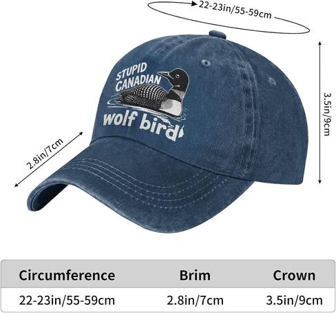 Stupid Canadian Wolf Bird Hats for Men Navy Blue Women Funny Gag Adjustable Baseball Hats for Men Gag in Saudi Arabia