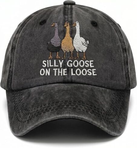 Silly Goose Hat Funny Goose Hats Funny Baseball Cap Funny Hats for Men Women Adjustable Cotton Dad Hat Cute Animal Embroidery Silly Hat Dark Gray in Saudi Arabia
