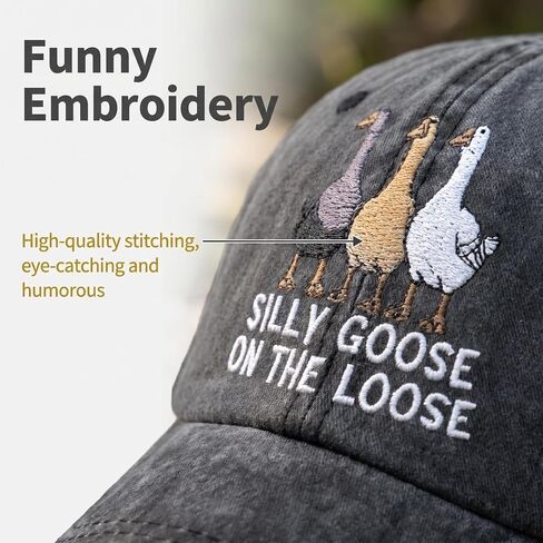 Silly Goose Hat Funny Goose Hats Funny Baseball Cap Funny Hats for Men Women Adjustable Cotton Dad Hat Cute Animal Embroidery Silly Hat Dark Gray in Saudi Arabia