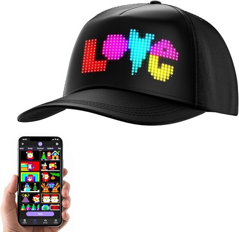 LED hat, LED programmable baseball cap, Bluetooth APP control, DIY graffiti, Text editing, Funny trendy hat, Creative gift, Suitable for outdoor travel/Christmas/Halloween parties/Performances in Saudi Arabia