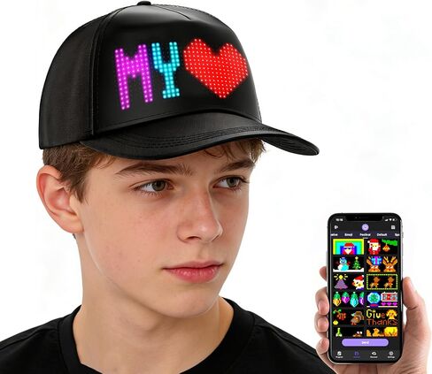 LED hat, LED programmable baseball cap, Bluetooth APP control, DIY graffiti, Text editing, Funny trendy hat, Creative gift, Suitable for outdoor travel/Christmas/Halloween parties/Performances in Saudi Arabia
