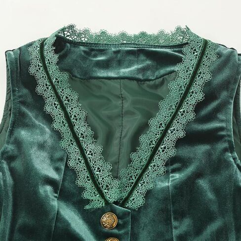 CAMDOM Victorian Gothic Steampunk Velvet Corset Top Vest Vintage Waistcoat Button Front V Neck Bustier for Women in Kuwait