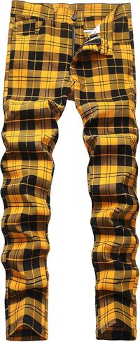 NOVOCCT Men's Stretch Slim Fit Plaid Pants, Casual Skinny Dress Pants for Office Work & Daily Wear in Saudi Arabia