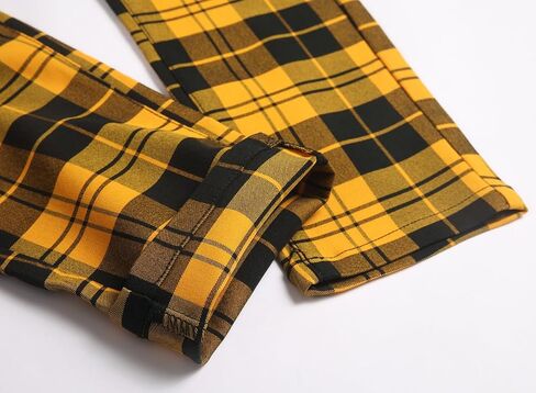 NOVOCCT Men's Stretch Slim Fit Plaid Pants, Casual Skinny Dress Pants for Office Work & Daily Wear in Saudi Arabia