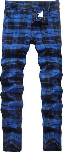 NOVOCCT Men's Stretch Slim Fit Plaid Pants, Casual Skinny Dress Pants for Office Work & Daily Wear in Saudi Arabia