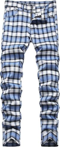 NOVOCCT Men's Stretch Slim Fit Plaid Pants, Casual Skinny Dress Pants for Office Work & Daily Wear in Saudi Arabia