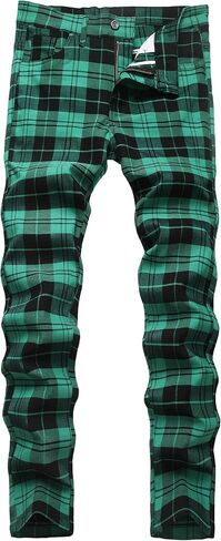 NOVOCCT Men's Stretch Slim Fit Plaid Pants, Casual Skinny Dress Pants for Office Work & Daily Wear in Saudi Arabia