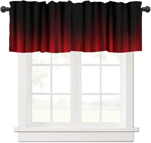 Red and Black Kitchen Valance Curtains,Gothic Style Simple Design Short Drape for Kitchen Living Room Party Rod Pocket Window Treatment 1 Panel 54" W x 18" L Inch in Saudi Arabia
