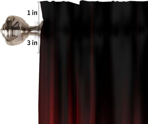 Red and Black Kitchen Valance Curtains,Gothic Style Simple Design Short Drape for Kitchen Living Room Party Rod Pocket Window Treatment 1 Panel 54" W x 18" L Inch in Saudi Arabia