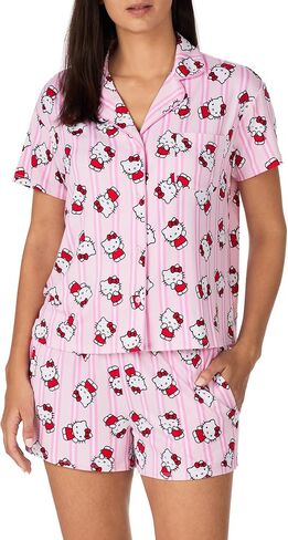 Richard Leeds International Womens Short Sleeve Button-Down Pajama Set – Hello Kitty, Stitch, Strawberry Shortcake, Peanuts in Saudi Arabia