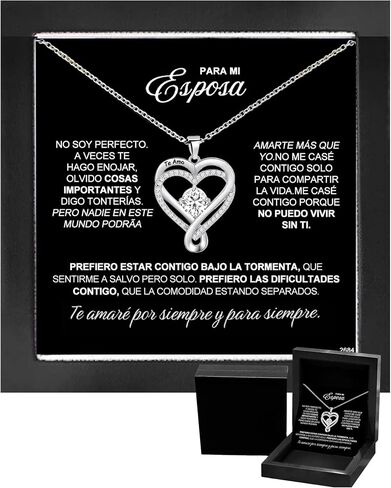 To My Wife Necklace Gift from Husband - Sterling Silver Necklace with Spanish Message Card Para Mi Esposa with Message Card & Gift Box in Saudi Arabia