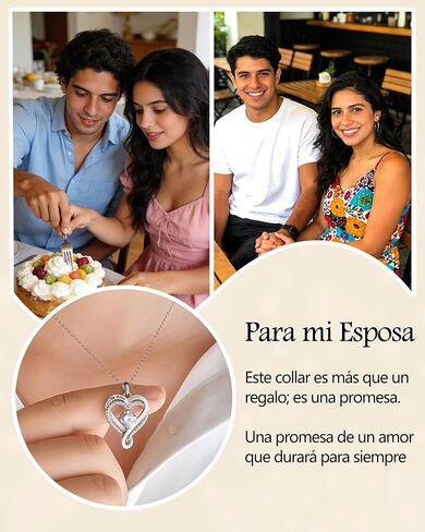 To My Wife Necklace Gift from Husband - Sterling Silver Necklace with Spanish Message Card Para Mi Esposa with Message Card & Gift Box in Saudi Arabia