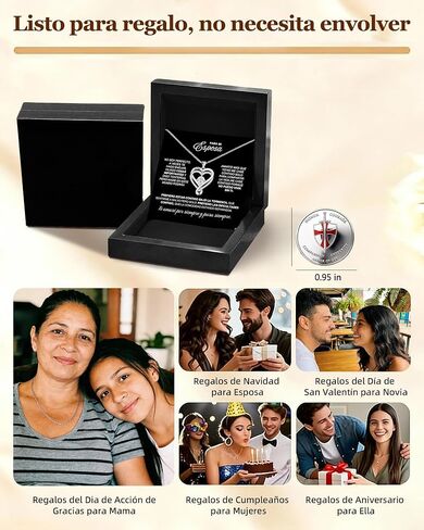 To My Wife Necklace Gift from Husband - Sterling Silver Necklace with Spanish Message Card Para Mi Esposa with Message Card & Gift Box in Saudi Arabia