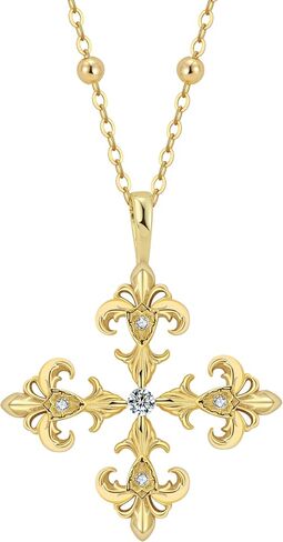18K Gold Deni Fleur De Lis Cross Necklace Gold in Saudi Arabia
