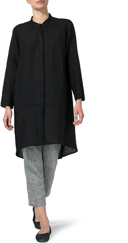 VIVID Linen Shirt Dress with Mandarin Collar in Saudi Arabia