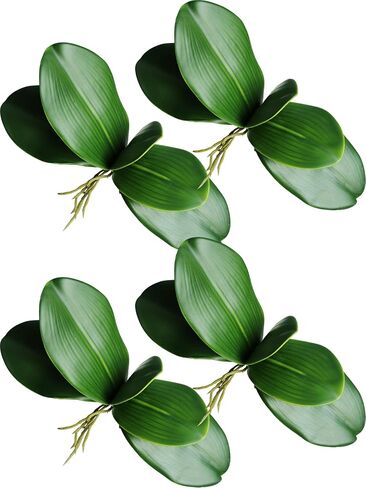 Forlaoers 2pcs Real Touch Orchid Stems Green Fake Leaves Phalaenopsis Orchids Artificial Flowers Greenery Fake Plant Leaf for Vase Filler Flower Arrangements Supplies Cymbidium Pot Decor in Saudi Arabia