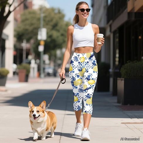 Women's Yoga Leggings Capri High Waist Yoga Pants with Pockets Tummy Control Leggings for Workout Running Plus Size in Saudi Arabia