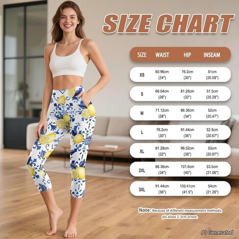 Women's Yoga Leggings Capri High Waist Yoga Pants with Pockets Tummy Control Leggings for Workout Running Plus Size in Saudi Arabia