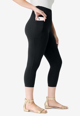 Roaman's Women's Plus Size Side-Pocket Essential Capri Legging in Kuwait