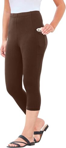 Roaman's Women's Plus Size Side-Pocket Essential Capri Legging in Kuwait