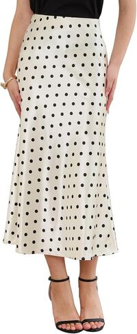 Allegra K Silk Satin Skirt for Women Polka Dots High Waisted Flowy 2026 Summer Vintage Elegant Maxi Skirts in Kuwait