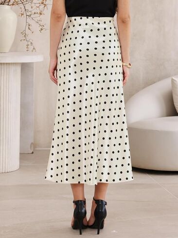 Allegra K Silk Satin Skirt for Women Polka Dots High Waisted Flowy 2026 Summer Vintage Elegant Maxi Skirts in Kuwait