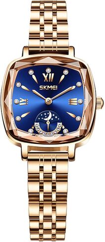 SKMEI Women's Fashion Analog Watch Water-Resistant Square Dial Elegant Wristwatch with Crystal Accents and Star-Patterned Sub-dial in Saudi Arabia