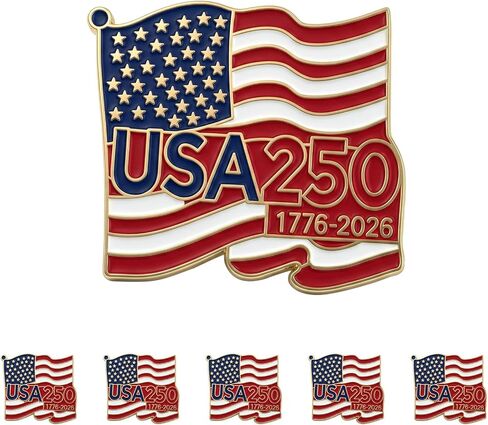 6PCS 250th Anniversary USA Pins 4th of July Independence Day Patriotic America Flag Lapel Enamel Buttons Jewelry Accessories Bulk in Saudi Arabia